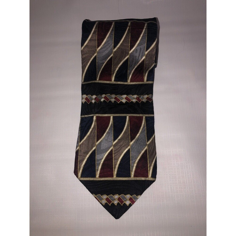 Montgomery Bay Repp multicolor pattern formal tie 100% silk